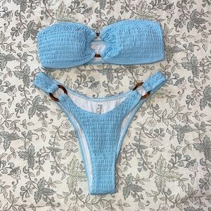 Shein Light Blue Textured Bikini Set